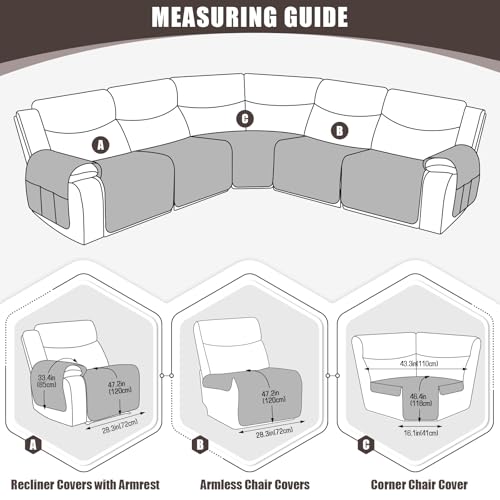 Waterproof Recliner Couch Cover - Chocolate 5 Seat Sectional Sofa Protector
