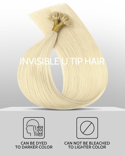 VINBAO U Tip Hair Extensions Blonde 14 Inch #60 Platinum - Remy Human Hair