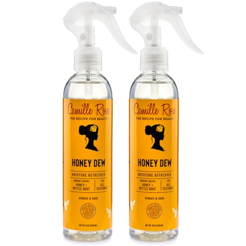 Camille Rose Curl & Detangler Spray 2-Pack - Honey Dew Liquid Moisture Refresher, 8 Fl Oz Each