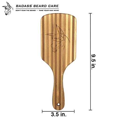 Badass Beard Care Wood Bristle Beard Brush For Men - Anti-static, 100% Bamboo & Light Weight