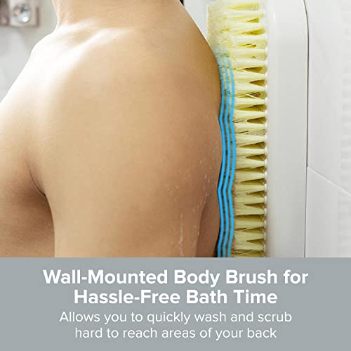 Wall Mounted Shower Back Scrubber with Soft Bristles - Exfoliating Body Brush for Easy Reach