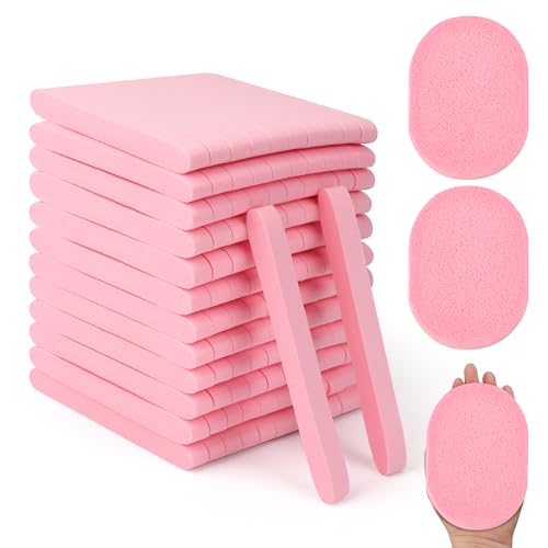 X-Large 100 Pcs Facial Sponge Compressed, Luxiv 4.5x3.4 Large Face Cleansing Sponges for Estheticians Compressed Makeup Remover Sponge Oval Wash Face Sponges for Women Exfoliating (Pink)