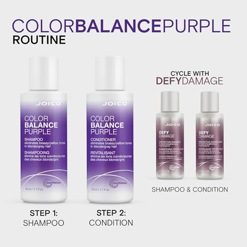 Joico Color Balance Purple Conditioner | For Cool Blonde or Gray Hair | Eliminate Brassy Yellow Tones | Boost Color Vibrancy & Shine | UV Protection | With Rosehip Oil & Green Tea Extract