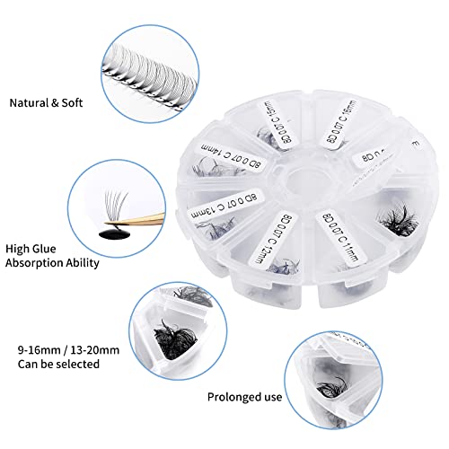 Premade Lash Fans Volume Extensions 8D D-Curl 9-16mm - Mixed Lengths - Variation of THIS listing