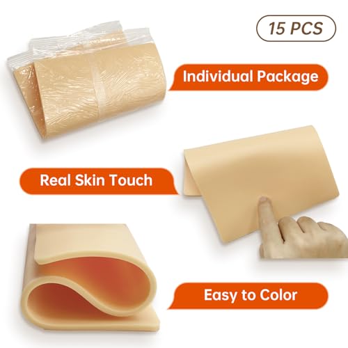 15pcs Tattoo Practice Skin Sheets 3mm Thick Fake Skin for Beginners & Pros