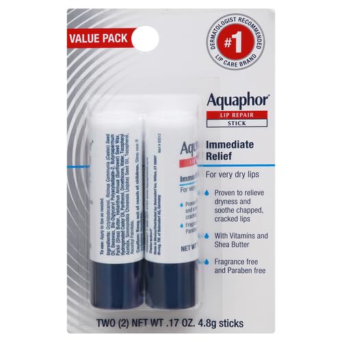 Aquaphor Lip Repair Stick, Moisturizing Lip Balm Pack, Relieves Dryness, 0.17 Oz Stick, (Pack of 4)