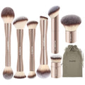 7pcs Double Sided Makeup Brush Set with Gold Handles - Contour Foundation Blending