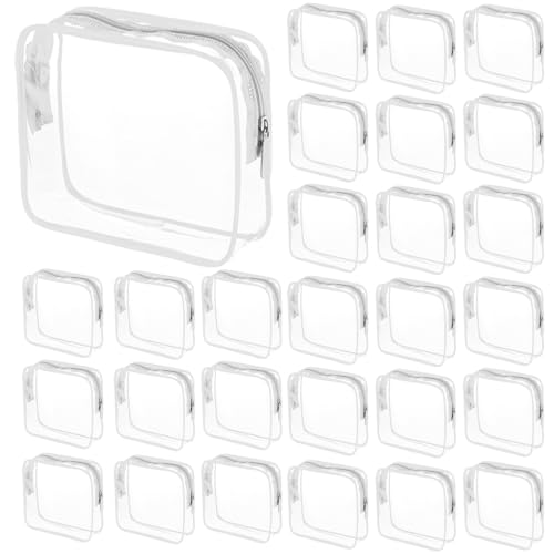 Clear Waterproof Cosmetic Bag - 20 Pack 9.8 Inch Travel Toiletry Organizer with Zipper - White Variation