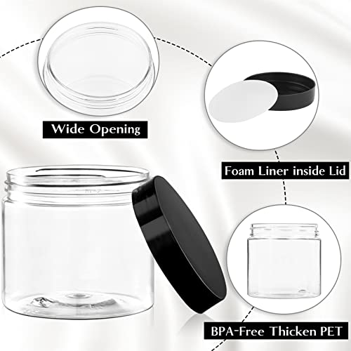 TUZAZO 6oz Clear Plastic Jars with Lids - 12 Pack Cosmetic & Storage Containers