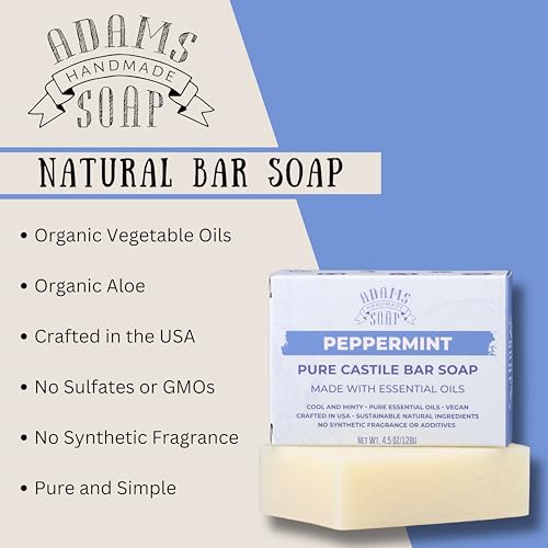 Adams Handmade Soap Citrus Medley Castile Bar Soap ? 4.5 oz | Vegan, Cold Processed, Plant-Based Oils, Small Batch