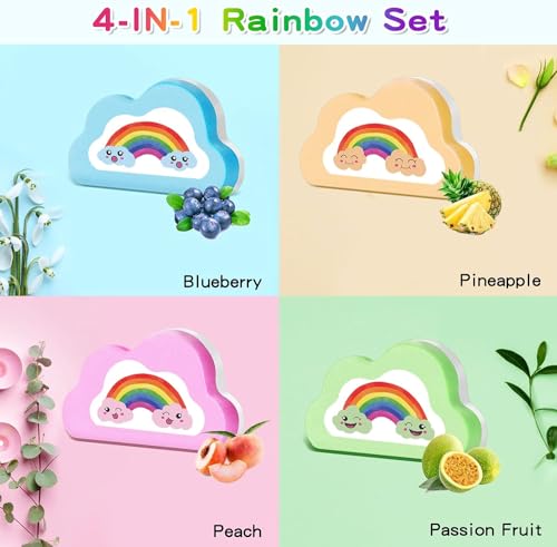 Rainbow Kids Bath Bombs Gift Set with Blueberry, Passion Fruit, Peach & Pineapple - 4 Pcs