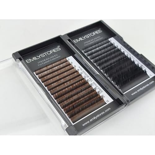 Brown Eyelash Extensions 0.10MM Lashes J B C D Curl 8-14MM Length Mix Size (Brown 0.10 D)