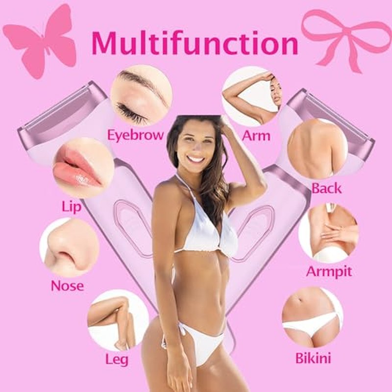 Electric Razors for Women Bikini Shaver for Women 4 in 1 Trimmer, Razors for Shaving Pubic Hair Remover, Painless & Safety for Pubic Body Facial Hair Removal, USB Rechargeable