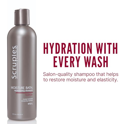 Scruples Moisture Bath Hair Shampoo for Men & Women - Moisturizing Shampoo for Dry, Brittle & Coarse Hair - Helps Restore Shine & Elasticity (12 Fl oz)
