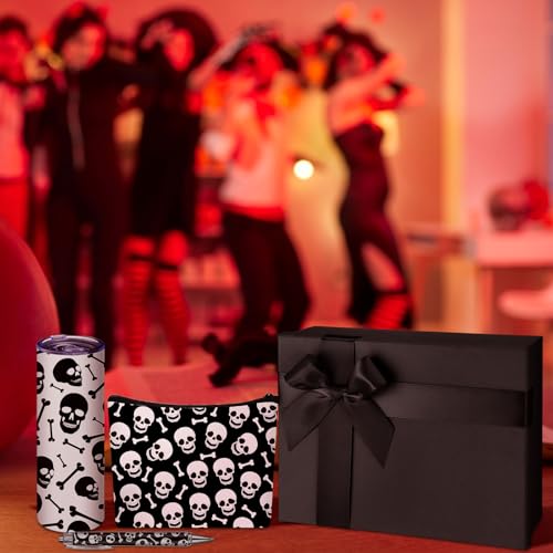 Wonderjune 14 Set Christmas Skeleton Gift Gothic Gifts for Boy Boo Basket Stuffers - Skeleton Spooky Gothic Gifts Xmas Party Box Basket for Kids Teens Man Mom Friend Sister