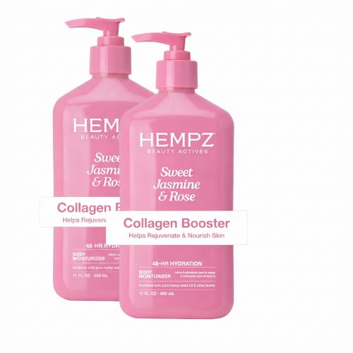 Hempz Jasmine & Rose Herbal Body Moisturizer Pack of 2 - 17 Fl Oz Vegan Hydrating Lotion for Dry Skin
