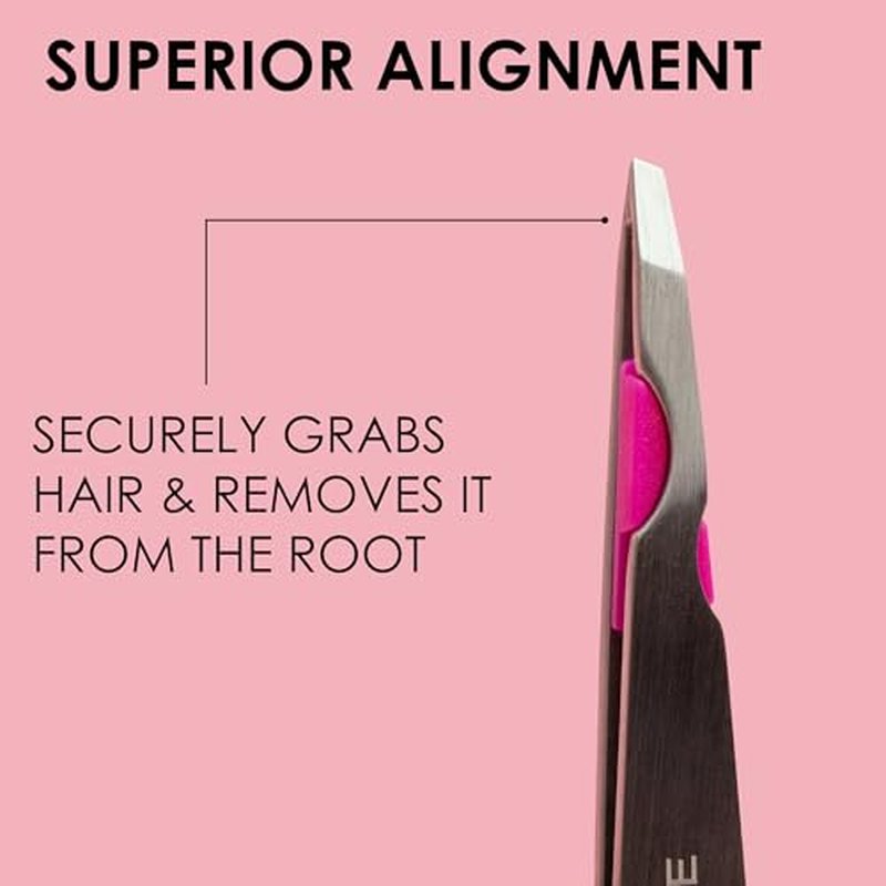 Japonesque Smart Guide Slant Tweezers ? Precision Eyebrow Plucking Tool with Slant Tip, Stainless Steel Hair Removal