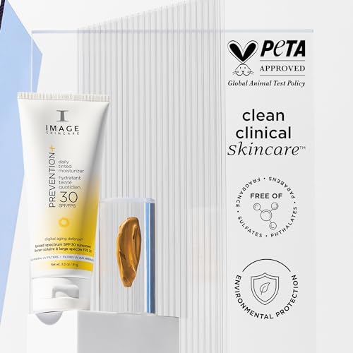 IMAGE Skincare, PREVENTION+ Daily Tinted Moisturizer SPF 30 Sunscreen, No White Cast, 3.2oz