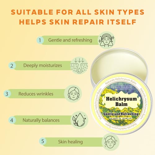 J-PRQ Helichrysum Essential Oil Balm: Plant-Powered Skin Healing | Natural Salve for Veins, Dry Skin & Hydration | Infused with Shea Butter, Beeswax & Almond Oil | 2.5oz