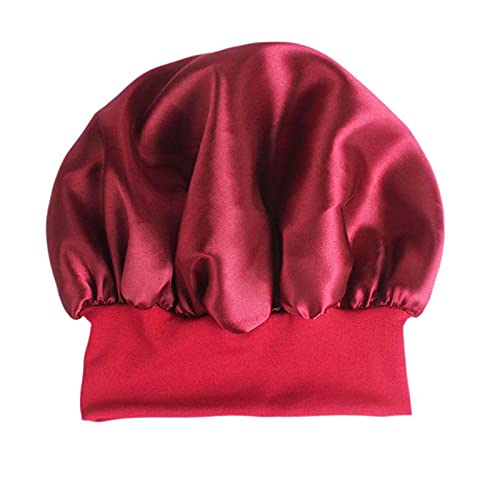 Qhome Luxury Wide Band Satin Bonnet Cap Comfortable Night Sleep Hat Hair Loss Cap