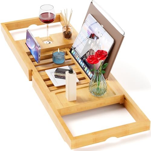 Yirilan Bamboo Bathtub Tray Caddy,Bath Tray£¬Bamboo
