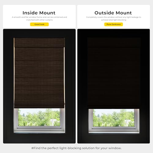 Blackout Cordless Bamboo Roman Shades 42 3/4x64 in Papara Carbon - UNISHADES