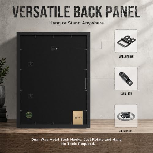 VCK 18x24 Black Picture Frames 4 Pack - Wide Thick Wood Borders, Easy Load Poster Frames