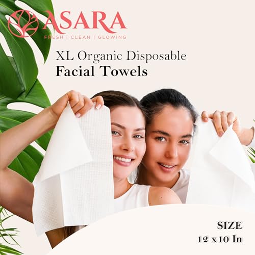Disposable Organic Vegan Face Towels XL Pack - Sensitive Skin Makeup Remover Wipes - 200 Count - Biodegradable & Cruelty-Free