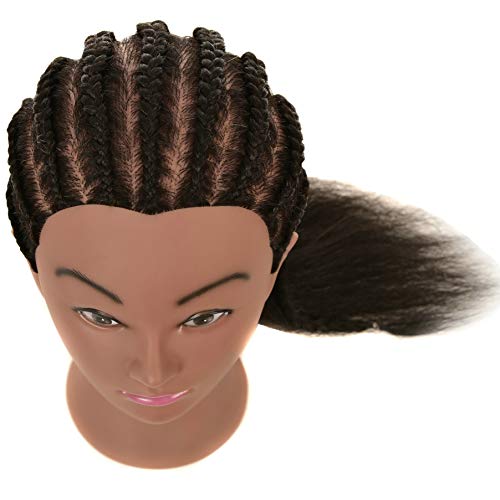 Human Hair Mannequin Head with Stand for Hairdressing Practice - Black Variation