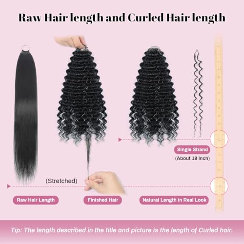 Black 18 Inch 100 Strands Miracle Feather Crochet Human Hair for Knotless Boho Style