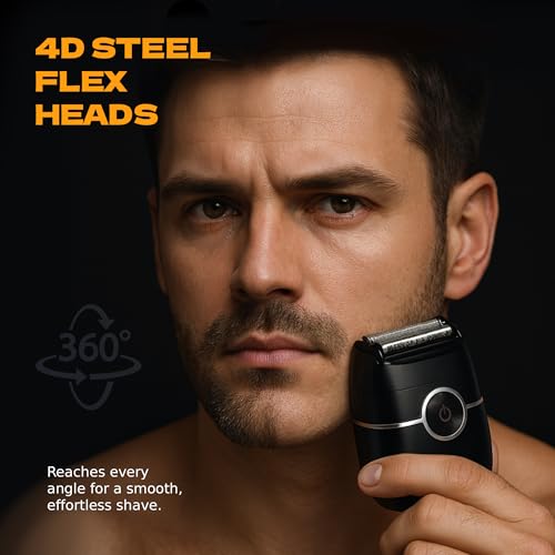 Men's Portable Electric Razor with Trimmer, Waterproof USB-C Shaver - Travel Friendly