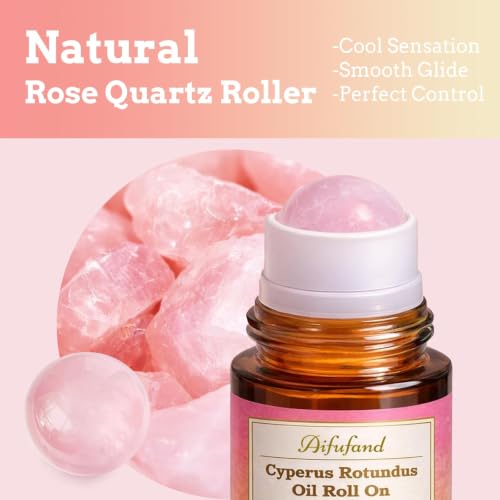 Cyperus Rotundus Hair Removal Oil with Rose Quartz Roll-On - Pink, 2 Fl Oz (Pack of 2)