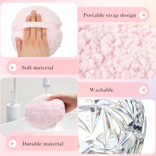 Powder Puff Container Set with Glass Jar & Large Makeup Puff - Dazzling Pumpkin