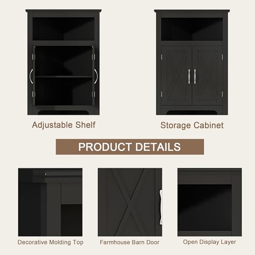Black Corner Storage Cabinet with Barn Door Design - ChooChoo