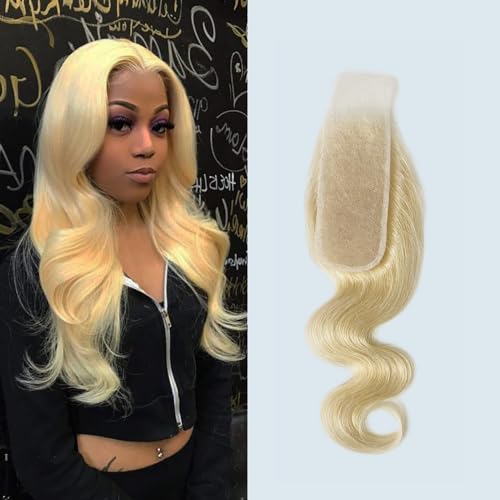 613 Blonde 2x6 HD Lace Closure Human Hair Body Wave 12 Inch - Middle Part, Baby Hair