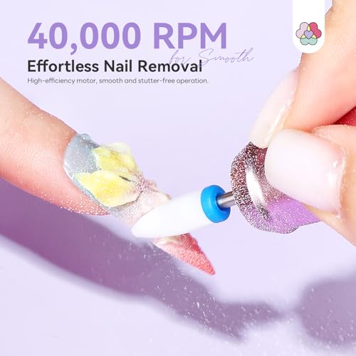 SAVILAND 2026 Nail Drill Professional: 40000RPM Electric Nail Drill 30S Fast Removal for Acrylic Nails Low Noise Electric Nail File Long-Lasting Manicure Pedicure Mobile Tech & Salon (Gradient Purple)