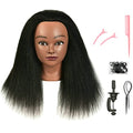 African American Mannequin Head with Human Hair for Hair Styling Practice - Natural Black, Straight, 22 Inch