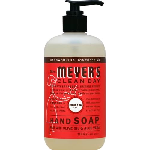 MRS. MEYER'S CLEAN DAY Hand Soap, Made with Essential Oils, Biodegradable Formula, Rhubarb, 12.5 fl. oz (Pack of 3)