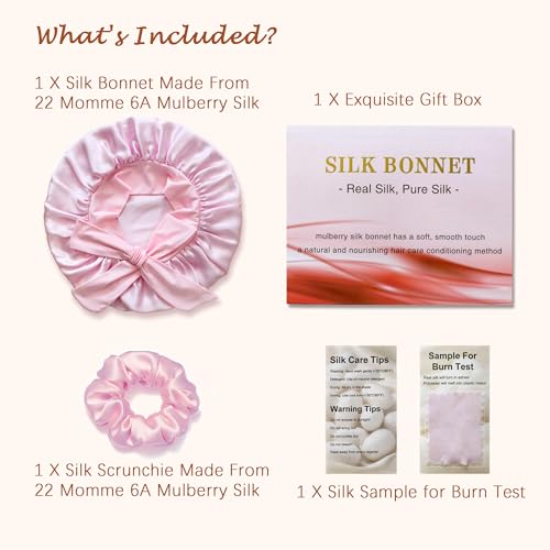 Mulberry Silk Sleep Bonnet Set D - Women’s Luxury Hair Protection