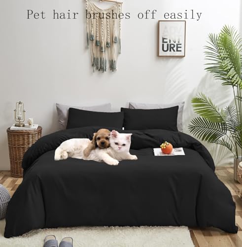 Black Queen Comforter Set - Fluffy Bedding 3 Pieces, Lightweight & Breathable