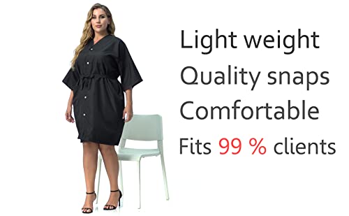 Salon Client Gown Robe Cape with Snap Closures - Kimono Style Hairdressing Smock