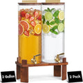 2 Gallon Glass Drink Dispenser with Wooden Stand & Leakproof Spigot