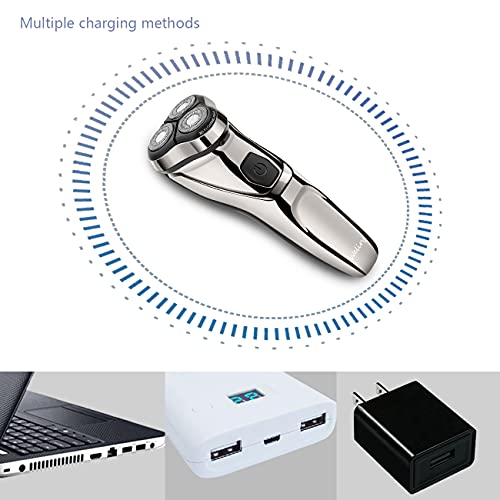 Wireless Waterproof Rotary Electric Razor for Men with Pop-Up Trimmer - Wet & Dry Cordless Shaver