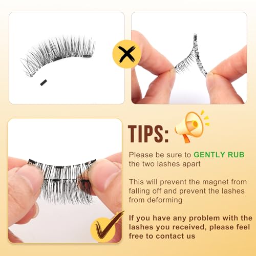 QUEWEL Magnetic Eyelashes 1 Pair Reusable Magnetic Eyelashes Natural Look with Applicator No Glue Needed Lash Clusters Kit Easy to Wear and Remove(XYT-A01)