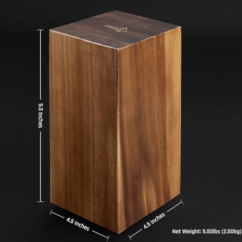 Senken Rotating Magnetic Knife Block with Natural Acacia Wood - 360° Rotation, Universal Knife & Tool Storage, No Knives Included