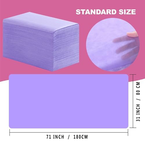 Disposable Bed Sheets 200 Pcs 31" x 71" Massage Table Sheets Non Woven Fabric SPA Bed Cover Breathable for Massage Beauty Tattoos(Purple)