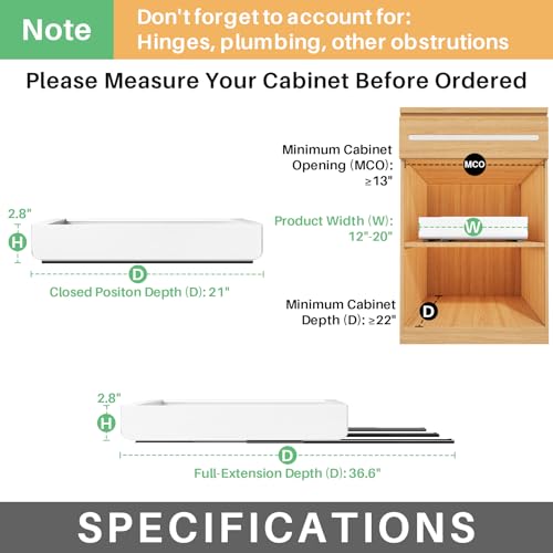 White Expandable Pull Out Cabinet Organizer 2-Pack for Kitchen Base Cabinets