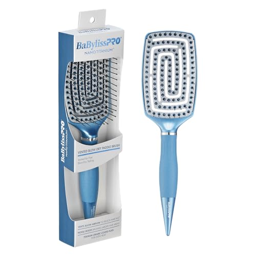 Vented Paddle Brush for Blow-Drying - Nano Titanium Ceramic Coated, Frizz Control