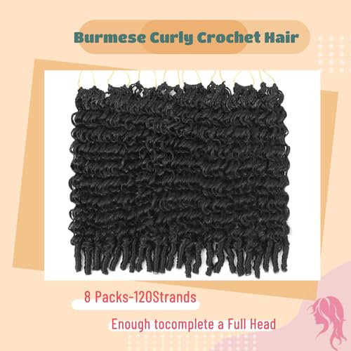Pre-Looped Burmese Curly Crochet Hair 18 Inch - 8 Pack 1B for Black Women