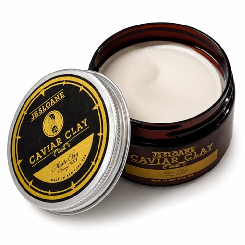 JS Sloane Caviar Clay Matte Hair Styling Paste - Heavy Hold, Natural Finish, Water-Soluble 3.4 oz